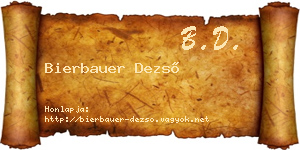 Bierbauer Dezső névjegykártya